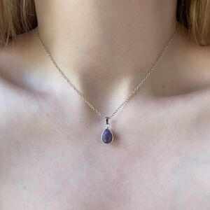 Silver Amethyst Stone Pendant Necklace